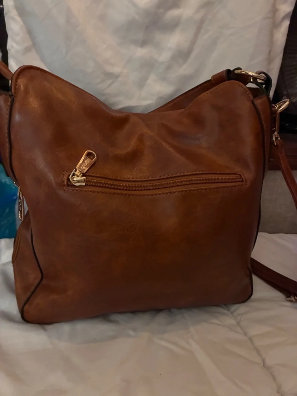 QIYUERA Brown Faux Leather Hobo Shoulder Bag